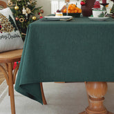 Mantel Laolitou verde bosque rectangular, perfecto para cenas festivas sin manchas.