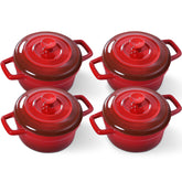 Lareina mini cocotte 12 onzas con tapa roja para porciones individuales y horneado sencillo