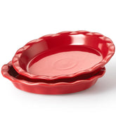 Lareina molde para pie cerámico de 9 pulgadas en rojo, ideal para hornear.