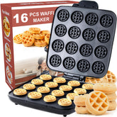 Gofre Laven Birch de 16 cavidades en frontal, ideal para desayunos rápidos.