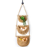 Lawei cesta colgante de frutas 3 niveles para almacenamiento ordenado y ventilado.