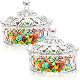 Lawei dos dulceros acrílico con tapa, ideal para buffets y decoración elegante.
