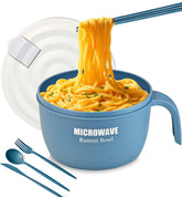 Tazón Layron para ramen grande azul de 45 oz, ideal para porciones generosas.