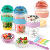 Lazyshine vasos-parfait-yogur-tapas-hermeticas para evitar derrames y conservar frescura.