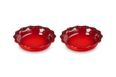 Le Creuset Molde para Tarta Heritage Fluted de 9 pulgadas Cerise, borde escallado para presentación elegante.