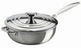 Le Creuset Saucier triple capa, frente, distribución uniforme del calor.