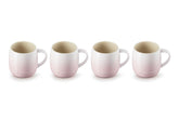 Le Creuset tazas rosa concha primer plano, ideal para café diario.