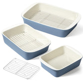 LE TAUCI bandeja profunda grande para horno, ideal para porciones familiares y capas
