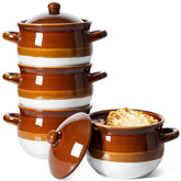 LE TAUCI cazoleta de 16 oz con tapa lista para servir sopa francesa.