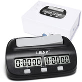 Reloj LEAP de ajedrez con vista frontal para precisión en el tiempo.