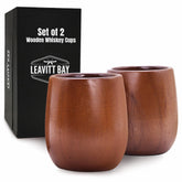 Vasos de whisky Leavitt Bay en teca, conjunto de 2 para casa y bar.