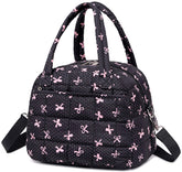 LEDAOU bolsa de almuerzo para mujer, exterior rosa con lazo, ideal para uso diario