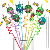 Pajita LEDUO tortugas ninja verdes con caparazón, perfecta para decorar fiestas infantiles.