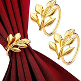 LEGLO anillos para servilletas dorados con diseño de hoja para mesa elegante