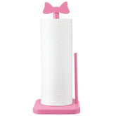 Leinuosen porta-rollos rosa con lazo: soporte práctico para la cocina o el baño.