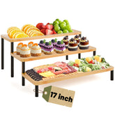 LEJANEOYE bandeja de 3 niveles de 17 pulgadas para servicio de aperitivos con estilo.