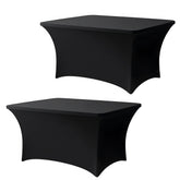 Lemict mantel rectangular 4 pies negro 2piezas, listo para eventos elegantes