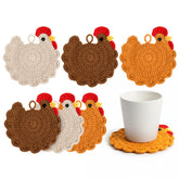 LemonRoad posavasos gallina crochet, conjunto para proteger superficies calientes