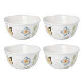 Lenox Butterfly Meadow: cuencos postre de 8 onzas con borde acanalado y motivos florales.