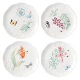 Lenox mariposa-campo plato acento 4p frontal, diseño floral y apto lavavajillas