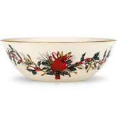 Cuenco Lenox Winter Greetings con borde dorado 24k, ideal para servir guarniciones.
