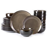 Conjunto LERATIO con platos y cuencos para 8 personas, ideal para cenas elegantes.
