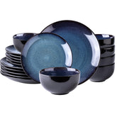 LERATIO Platos cerámicos de diez punto cinco pulgadas en azul, ideales para cenas familiares.