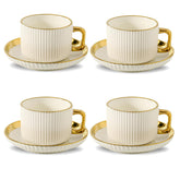 LETAOTAO cappuccino tazas con platillo dorado para experiencia de cafetería en casa