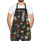 Levlo delantal con mapa de Portugal impreso para cocinas con temática de viaje