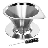 LHS filtro para café de vertido con patrón de rombos en acero inoxidable, captura posos y mantiene aceites