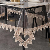 LIBERECOO mantel PVC trasparente con encaje borde, protege la mesa con elegancia.