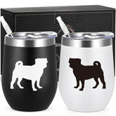 Vaso Lifecapido pug: juego de dos tumbler de 12 oz para regalar