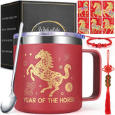 Lifecapido taza de 14oz con cuchara, ideal para café diario y bebidas.