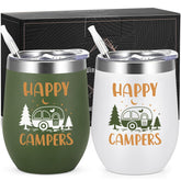Lifecapido tazas vino acero inoxidable 12oz dospack frontal, ideal para camping
