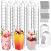 LifeIdeas copas dulces cuadradas 3 onzas con tapas, perfectas para porciones en fiestas.