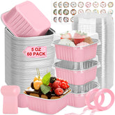 LifeisLuck moldes mini pasteles rosa, porciones pequeñas con tapa para presentación elegante