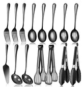 LifeMusican set de utensilios para servir en acero negro, ideal para buffets y catering