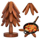 LIFETOWE posavasos en forma de árbol de madera: set de 4 piezas para proteger superficies