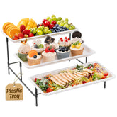 Bandeja Lifewit de 3 niveles en plástico blanco para servir aperitivos.