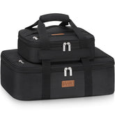 Lifewit Duo: cazuela aislada con dos compartimentos abiertos para transporte seguro de comidas grandes.