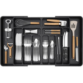 Organizador Lifewit en cajón extendible mantiene cubiertos ordenados y al alcance.