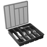 Organizador Lifewit de cubiertos con tapa negro, orden y acceso rápido.