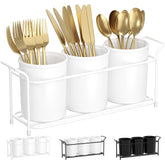 Lifewit porta-cubiertos blanco, organizador práctico para mesa ordenada.