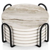 LIFVER set de posavasos absorbentes de piedra con soporte protegen la mesa