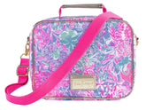 Bolsa térmica Lilly Pulitzer con interior blanco mantiene la temperatura adecuada.
