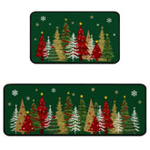 Lingcetger Navidad alfombra de cocina verde, absorbente y antideslizante para el fregadero.