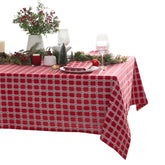Mantel Lintex con arbolitos navideños en algodón, ideal para cenas festivas.