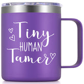Taza LiqCool para docentes en púrpura, ideal como regalo de apreciación.