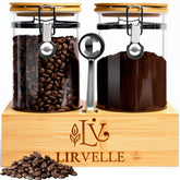 Lirvelle contenedor hermético para café con tapa de bambú mantiene frescura y aroma