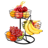 Livabber cesto de fruta 3 niveles con gancho para plátanos, organización eficiente.